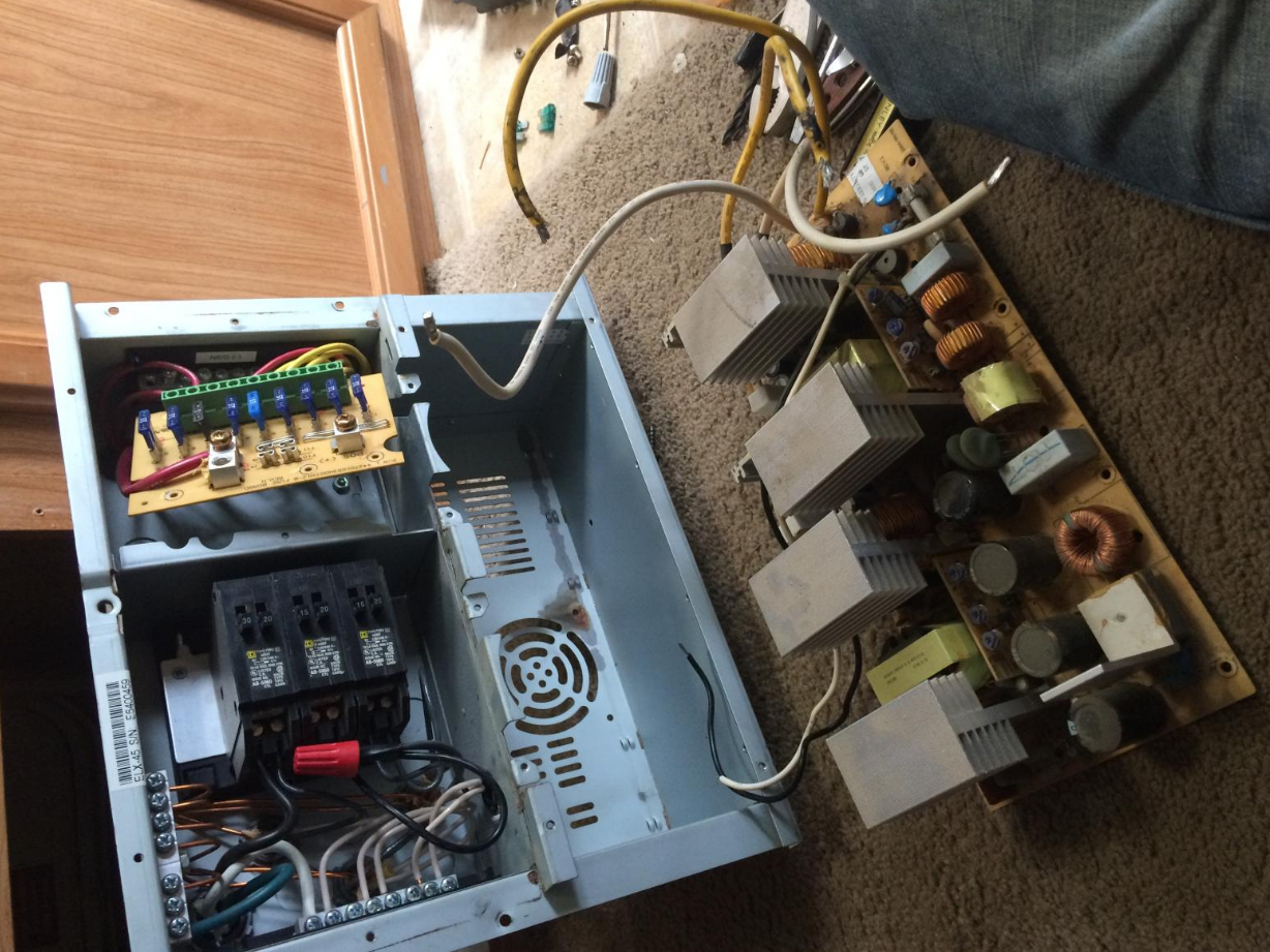 RV power converter panel being tested and repaired in Stuart FL