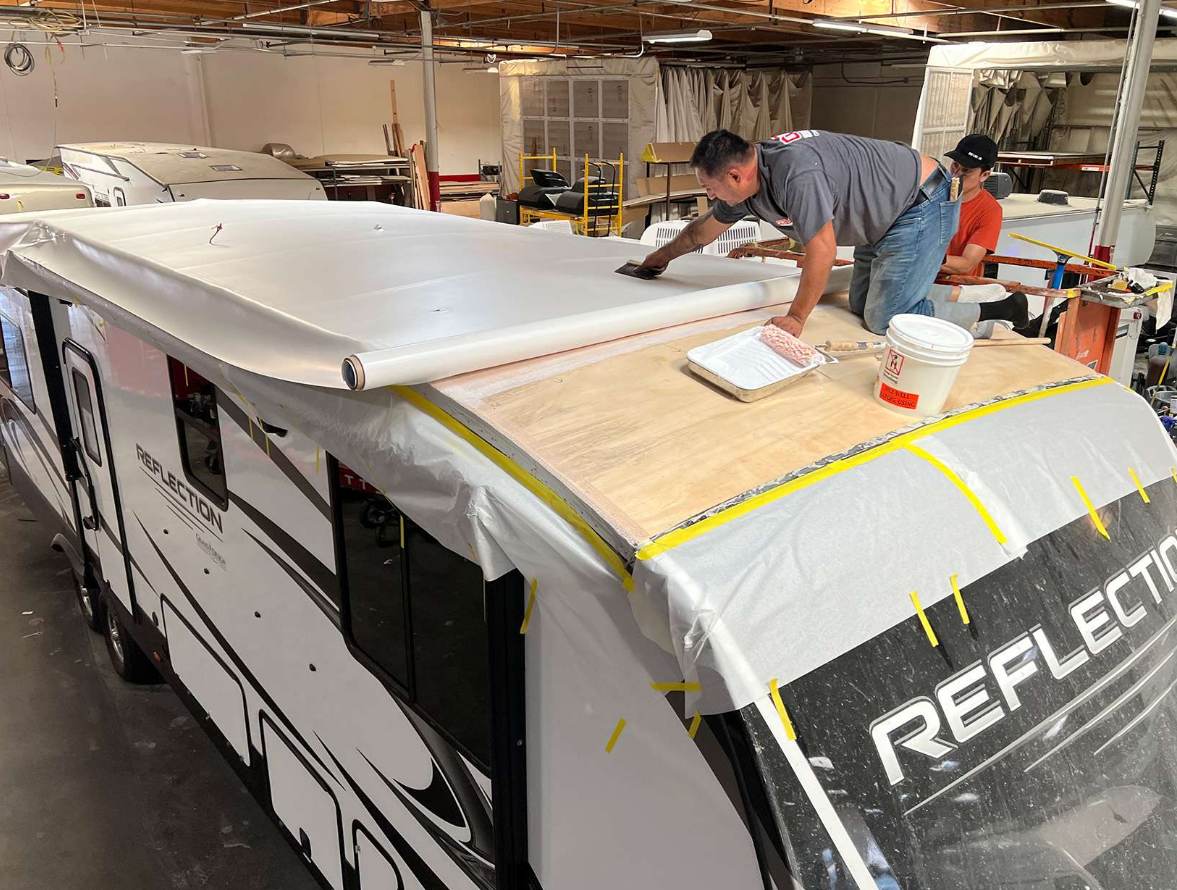 Cracked RV vent dome being replaced near Stuart FL