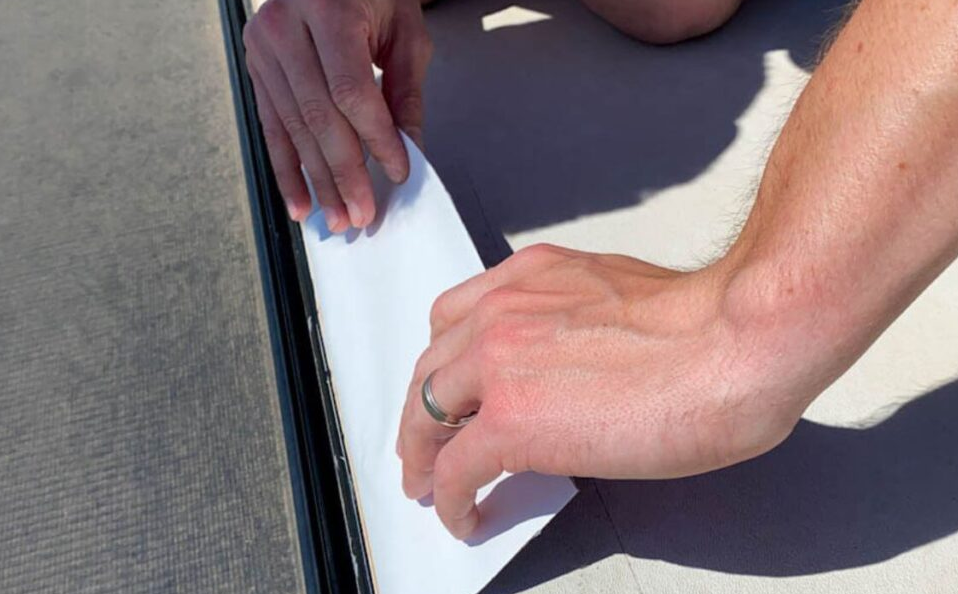 RV vent and skylight repair being performed on a travel trailer in Stuart, Florida